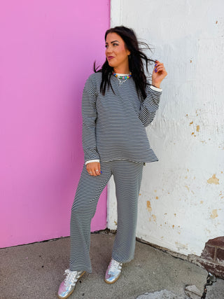 Laidback Stripe Set-Navy/Cream