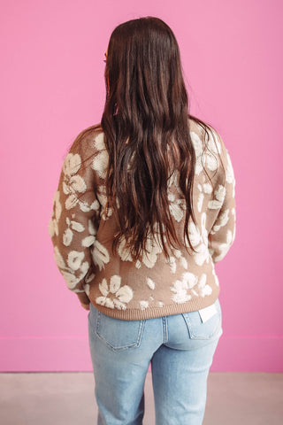 Francine Floral Sweater-Taupe