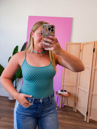 Polka Dot Cami-Dusty Teal