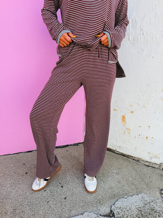 Laidback Stripe Set-Burgundy/H. Grey