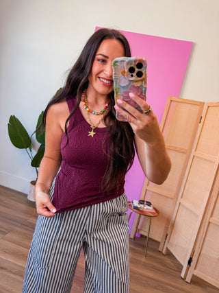 Lace Textured Tank-Fig