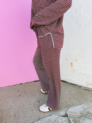 Laidback Stripe Set-Burgundy/H. Grey