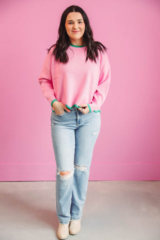 Remi Sweater-Pink/Green