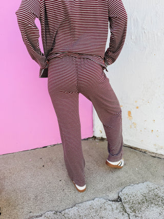 Laidback Stripe Set-Burgundy/H. Grey