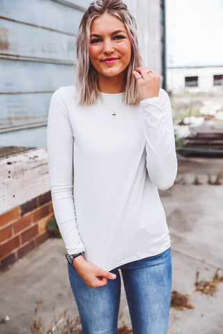 Laci Basic Long Sleeve Top-Bone