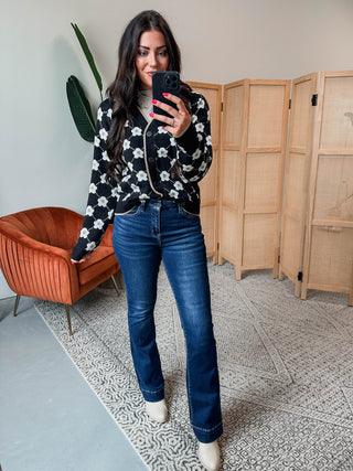 Amanda Floral Cardigan-Black