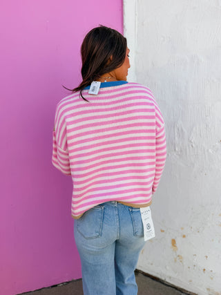 Lane Striped Sweater-Oat Mix