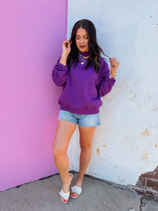 Nelly Mock Neck Sweatshirt-Purple