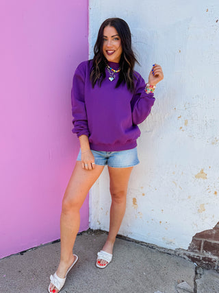 Nelly Mock Neck Sweatshirt-Purple