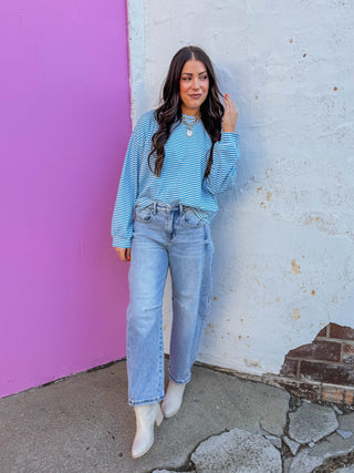 Layla Striped Scuba Top-Coastal