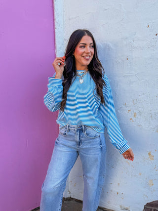 Layla Striped Scuba Top-Coastal