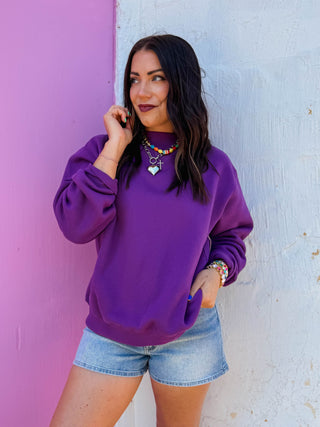 Nelly Mock Neck Sweatshirt-Purple