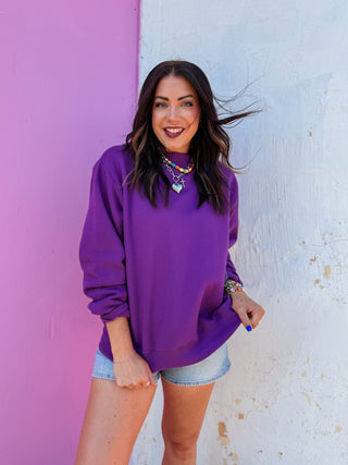 Nelly Mock Neck Sweatshirt-Purple