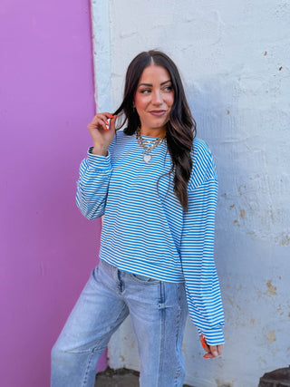 Layla Striped Scuba Top-Coastal