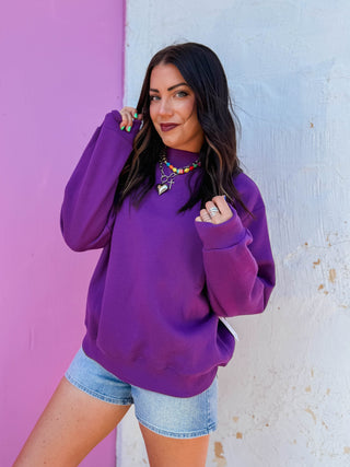 Nelly Mock Neck Sweatshirt-Purple