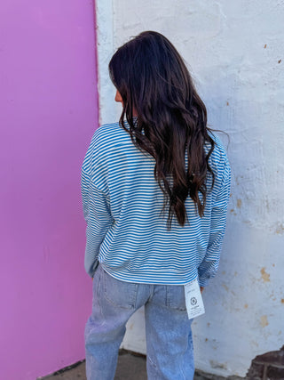 Layla Striped Scuba Top-Coastal