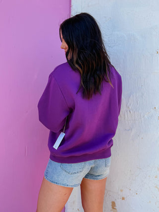 Nelly Mock Neck Sweatshirt-Purple