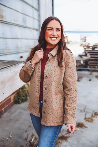 Kami Denim Floral Jacket-Mocha