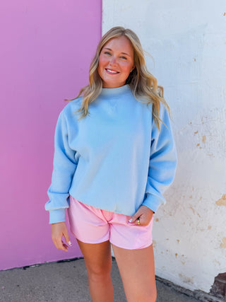 Nelly Mock Neck Sweatshirt-Baby Blue