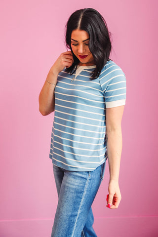 Cassie Striped Top-Blue