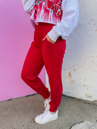 On The Go Joggers-Red