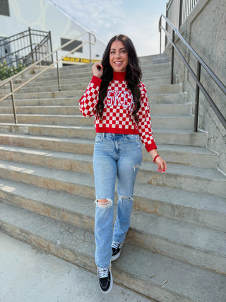 Nebraska Checkerboard Sweater