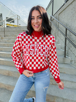 Nebraska Checkerboard Sweater