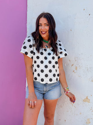 Ada Polka Dot Top-Off White/Black