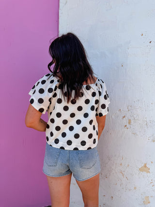 Ada Polka Dot Top-Off White/Black