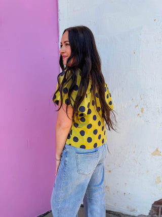 Ada Polka Dot Top-Lime/Navy