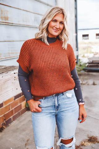 Keely Sweater Top-Rust