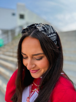 Paisley Gameday Headband-Black