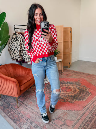 Nebraska Checkerboard Sweater