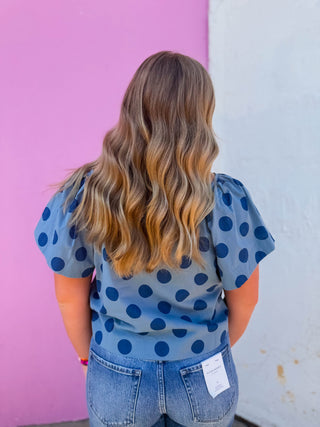 Ada Polka Dot Top-Dark Blue/Blue