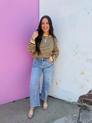 Jacie Striped Sweater-Yellow