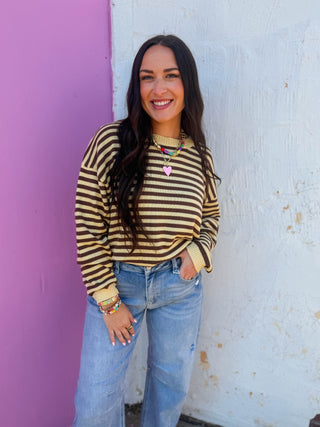 Jacie Striped Sweater-Yellow