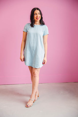 Megan Striped Denim Mini Dress