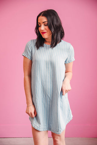 Megan Striped Denim Mini Dress