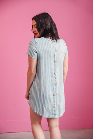 Megan Striped Denim Mini Dress