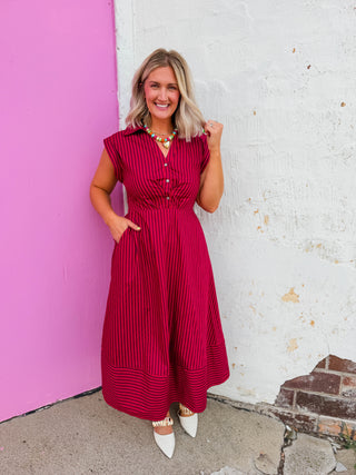Rena Striped Midi Dress