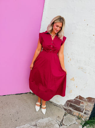 Rena Striped Midi Dress