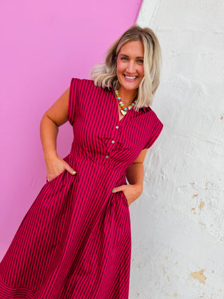 Rena Striped Midi Dress