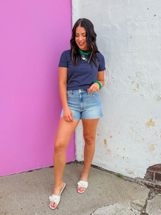 Cove Polka Dot Tee-Navy