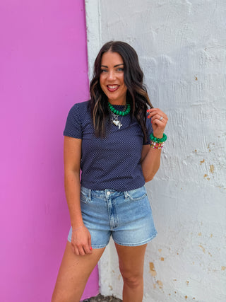 Cove Polka Dot Tee-Navy
