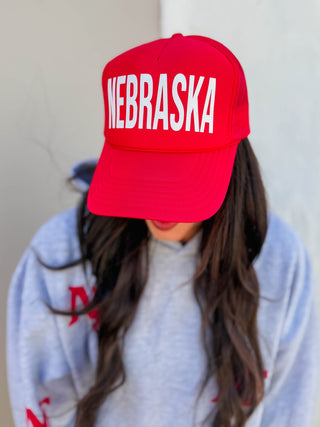Nebraska Trucker Hat-Red/White