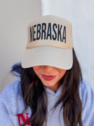 Nebraska Trucker Hat-Khaki/Black