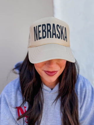 Nebraska Trucker Hat-Khaki/Black