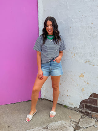 Jude Striped Tee-Navy