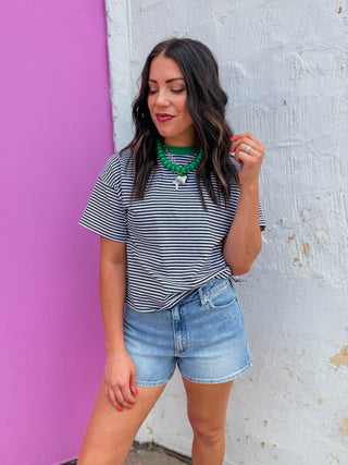 Jude Striped Tee-Navy
