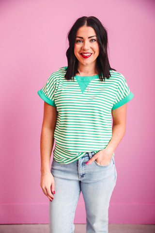 Tiffany Striped Top-Green